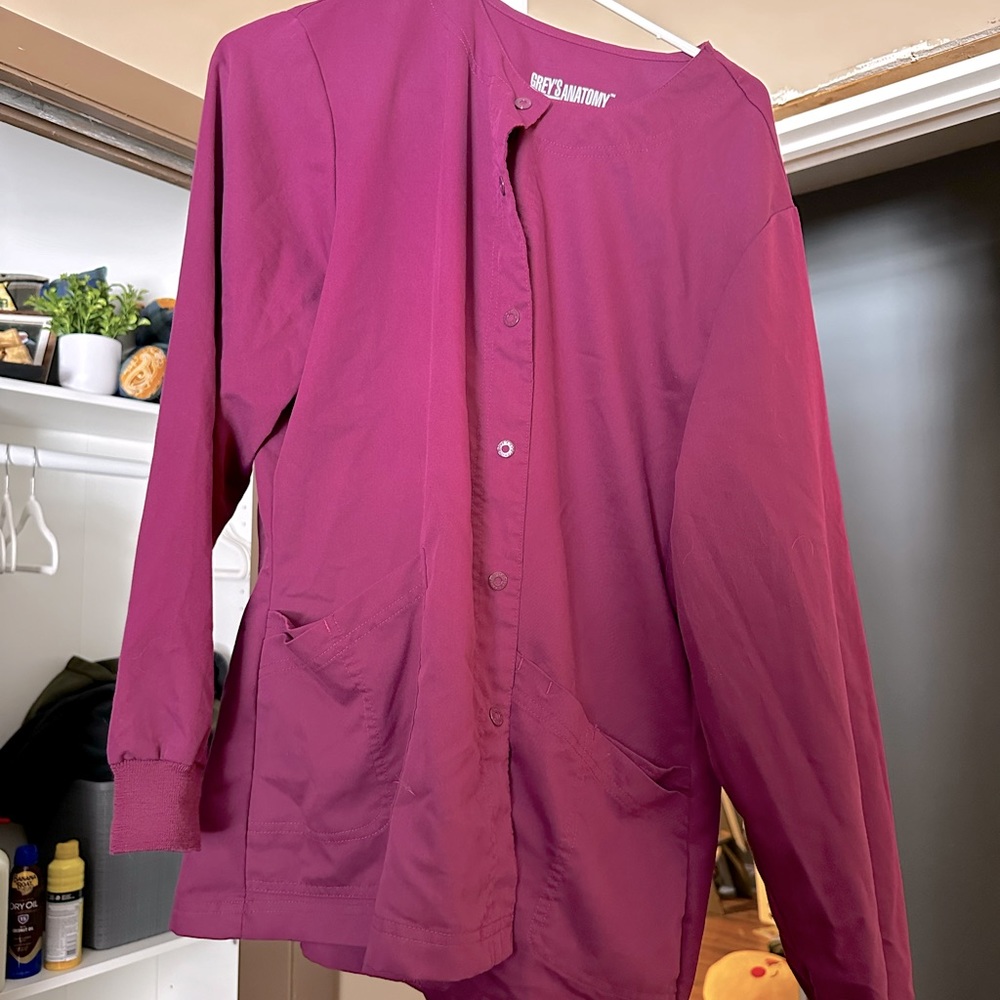 Women’s Grey’s Anatomy Scrub Jacket- Wine- Size XL- Brand New Condition